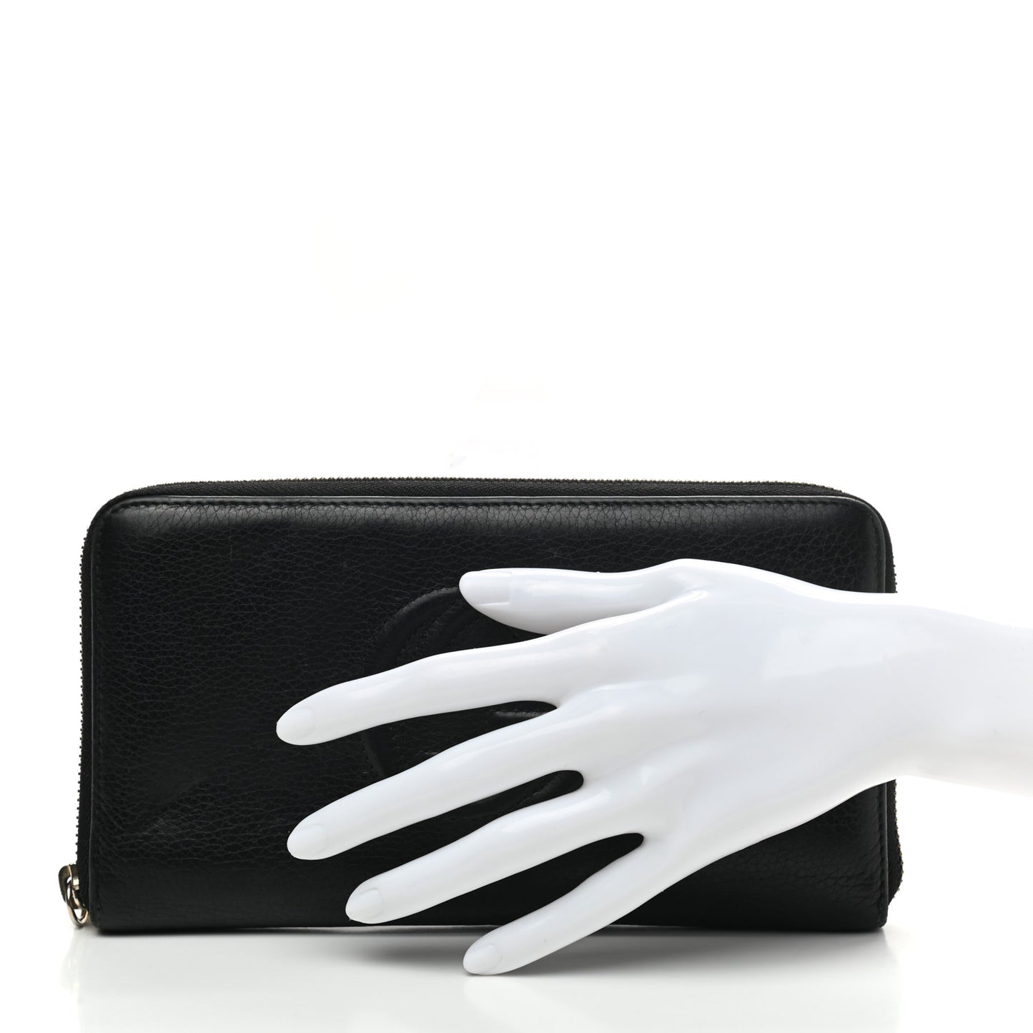 Pebbled Calfskin Soho Zip Around Wallet Black