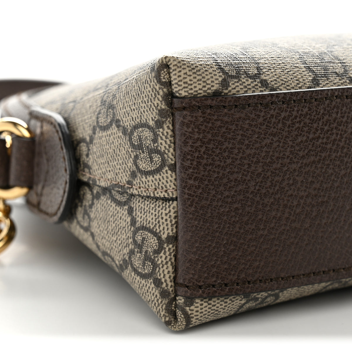 Gucci GG Supreme Monogram Textured Dollar Calfskin Web Small Ophidia Dome Shoulder Bag Beige Ebony New Acero 9 of 10