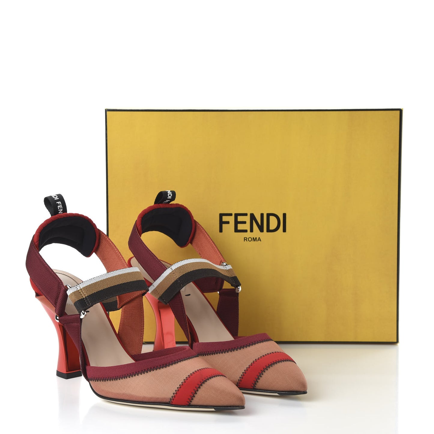 Technical Mesh Colibri 85mm Slingback Pumps 39.5 Fragola Mou Fango Ruggine