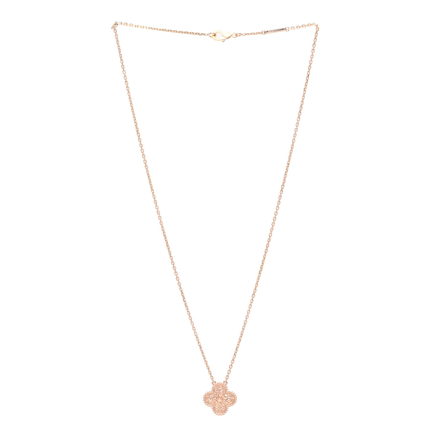 Van Cleef & Arpels 18K Rose Gold Vintage Alhambra Pendant Necklace 3 of 6