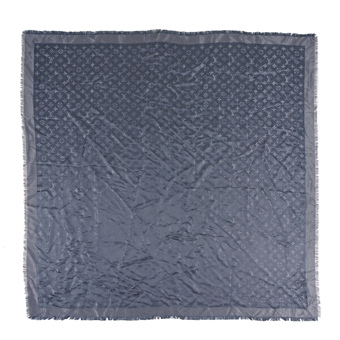 Silk Lurex Wool Monogram Shine Shawl Charcoal Grey