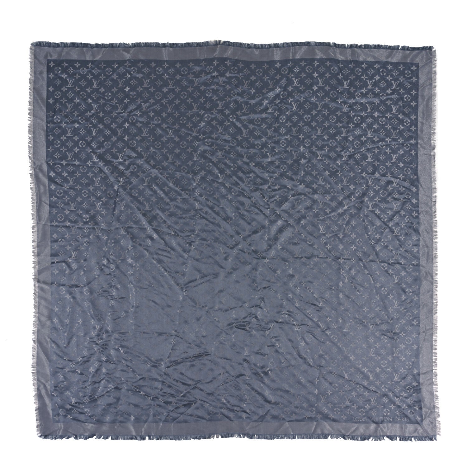 Louis Vuitton Silk Lurex Wool Monogram Shine Shawl Charcoal Grey 1 of 3