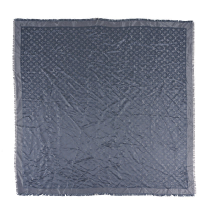 Louis Vuitton Silk Lurex Wool Monogram Shine Shawl Charcoal Grey 1 of 3