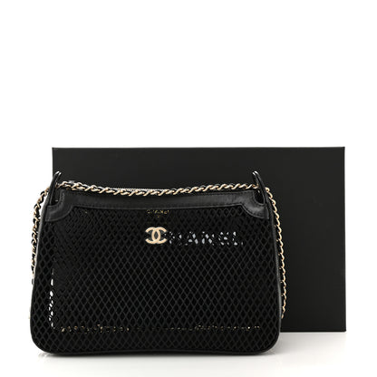 Chanel Mesh Shiny Lambskin Clutch With Chain Black 12 of 12