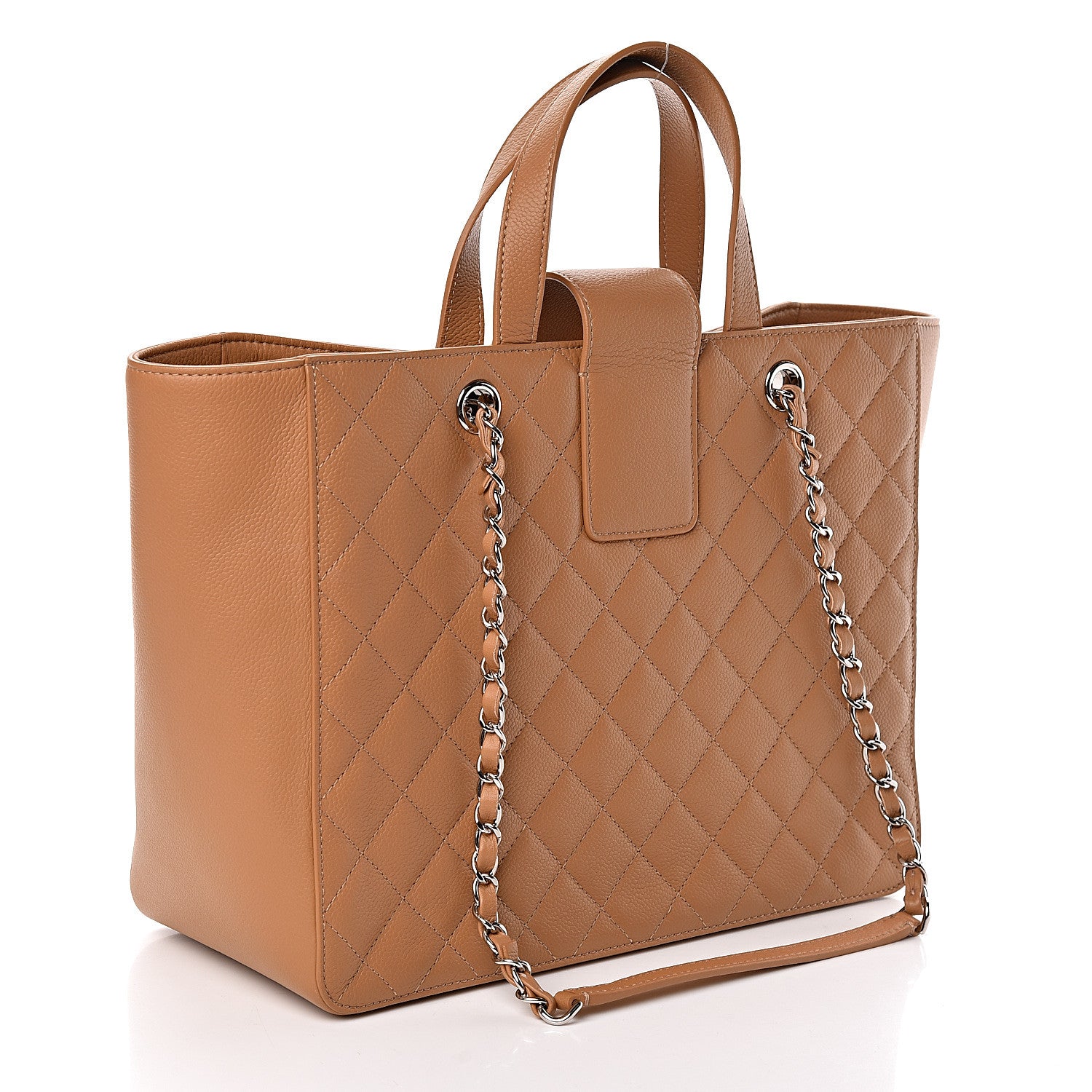 Chanel Caviar Quilted Large CC Box Shopping Tote Camel 3 of 10
