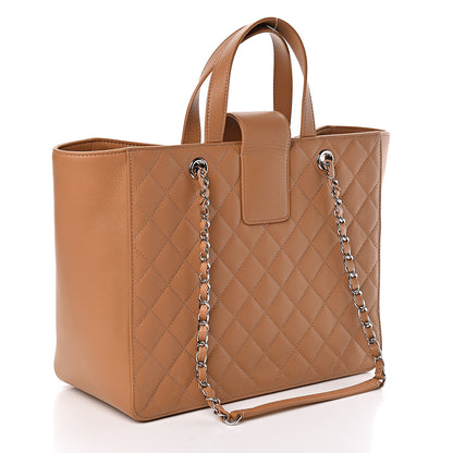 Chanel Caviar Quilted Large CC Box Shopping Tote Camel 3 of 10