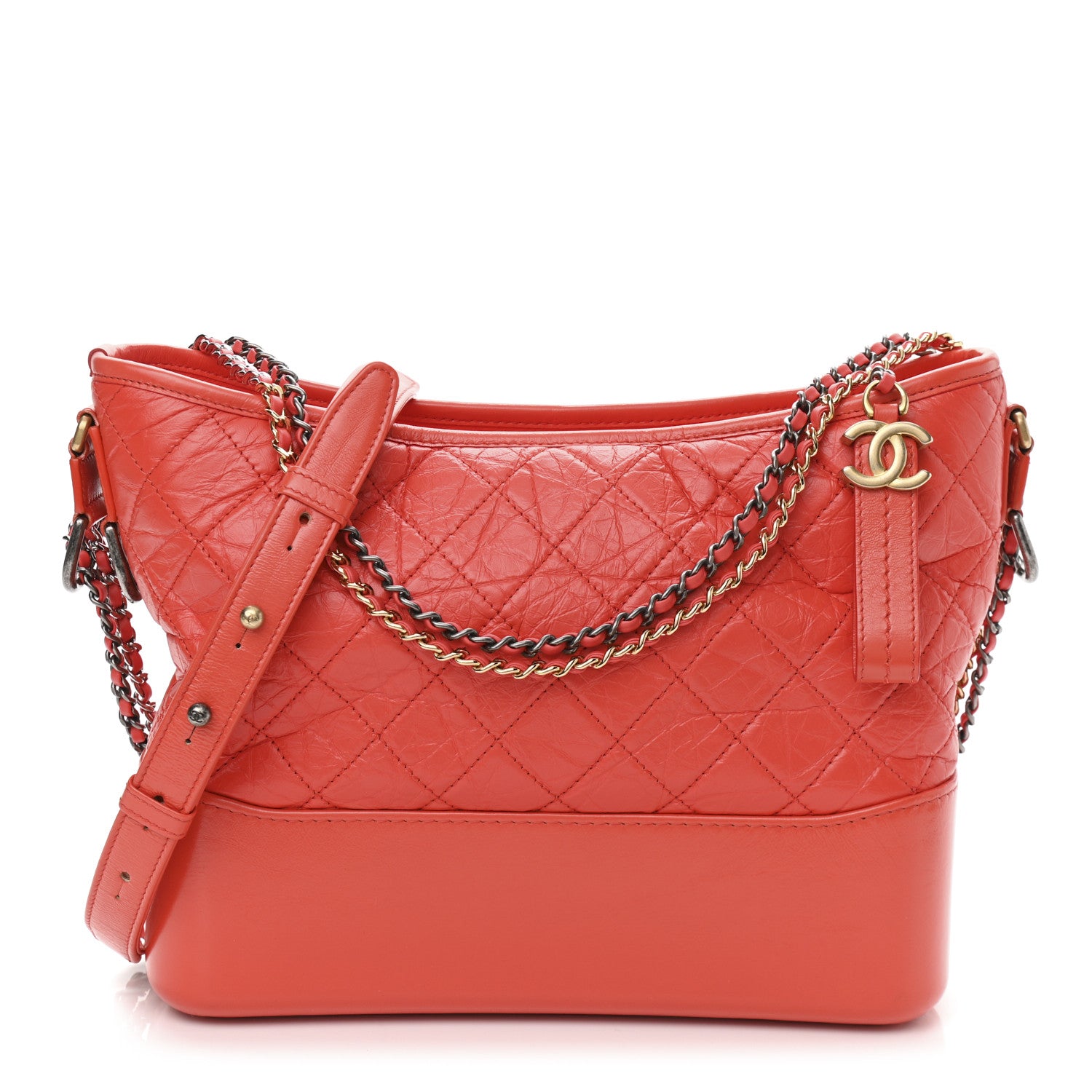 Chanel Aged Calfskin Quilted Medium Gabrielle Hobo Red 1 of 11