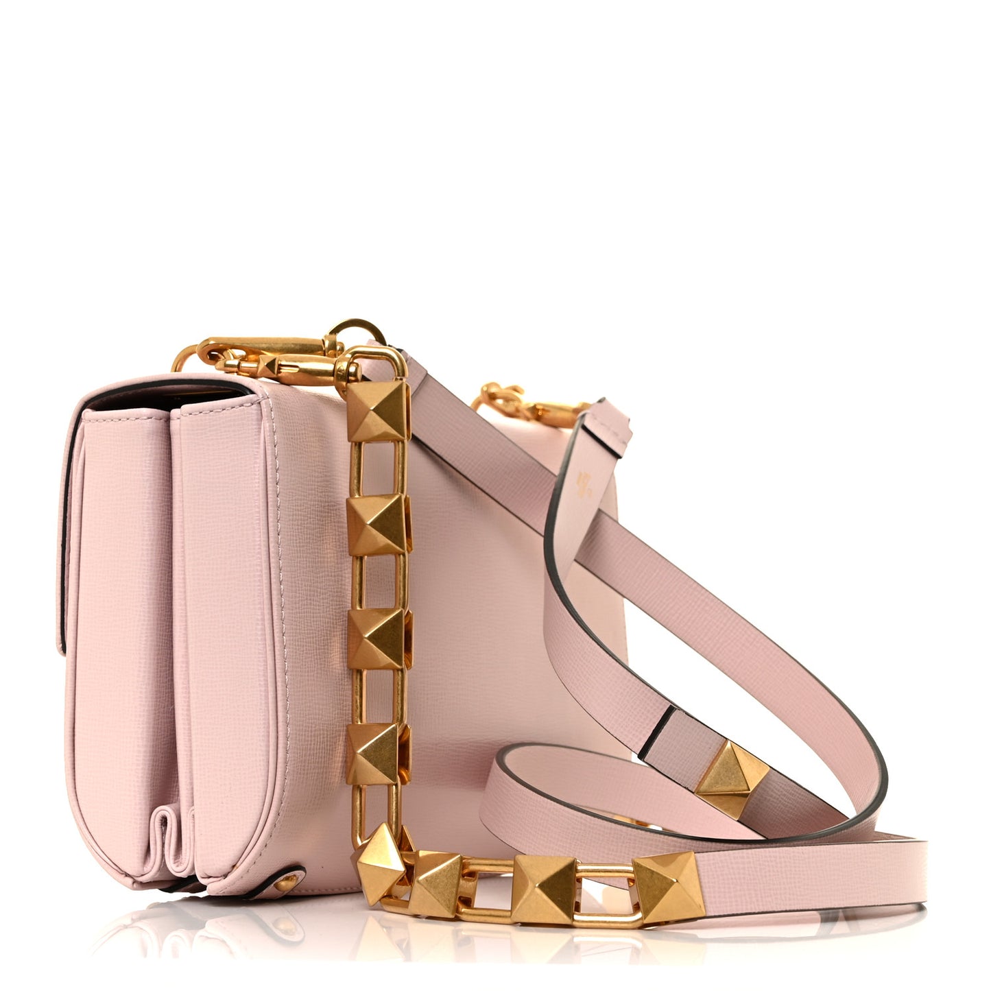 Grainy Calfskin VLogo Stud Sign Shoulder Bag Rose Quartz