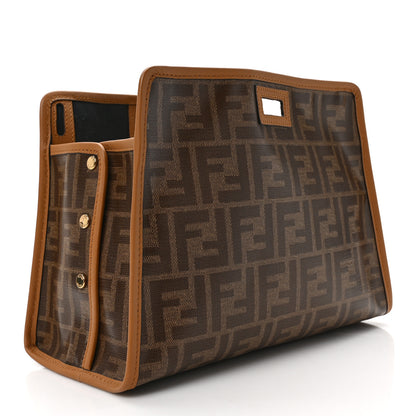 Fendi Glazed Fabric Vitello Century FF 1974 Stamp Patch Mini Peekaboo Defender Cover Mogano Panna Caramello 2 of 9