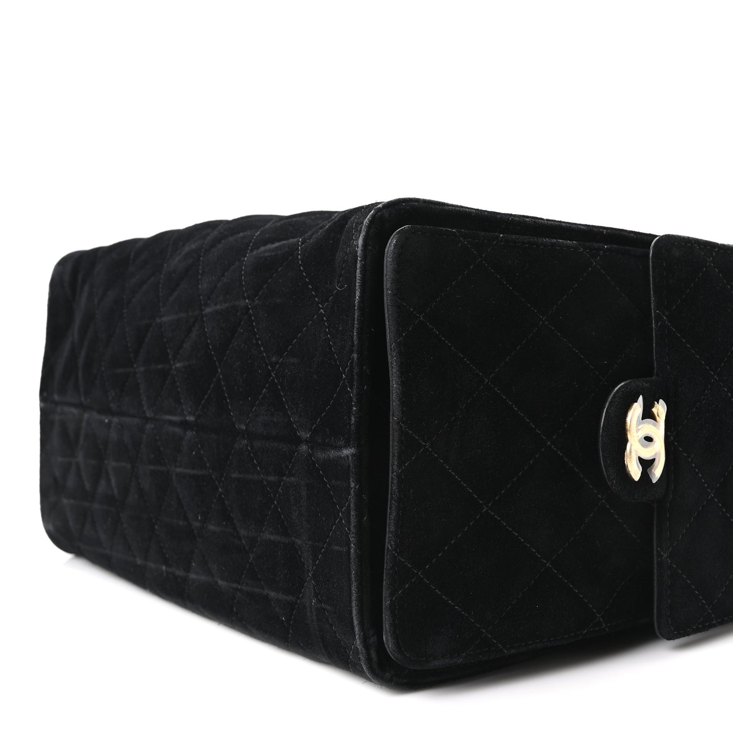 Suede Quilted Medium Chanel 25 Handbag Black