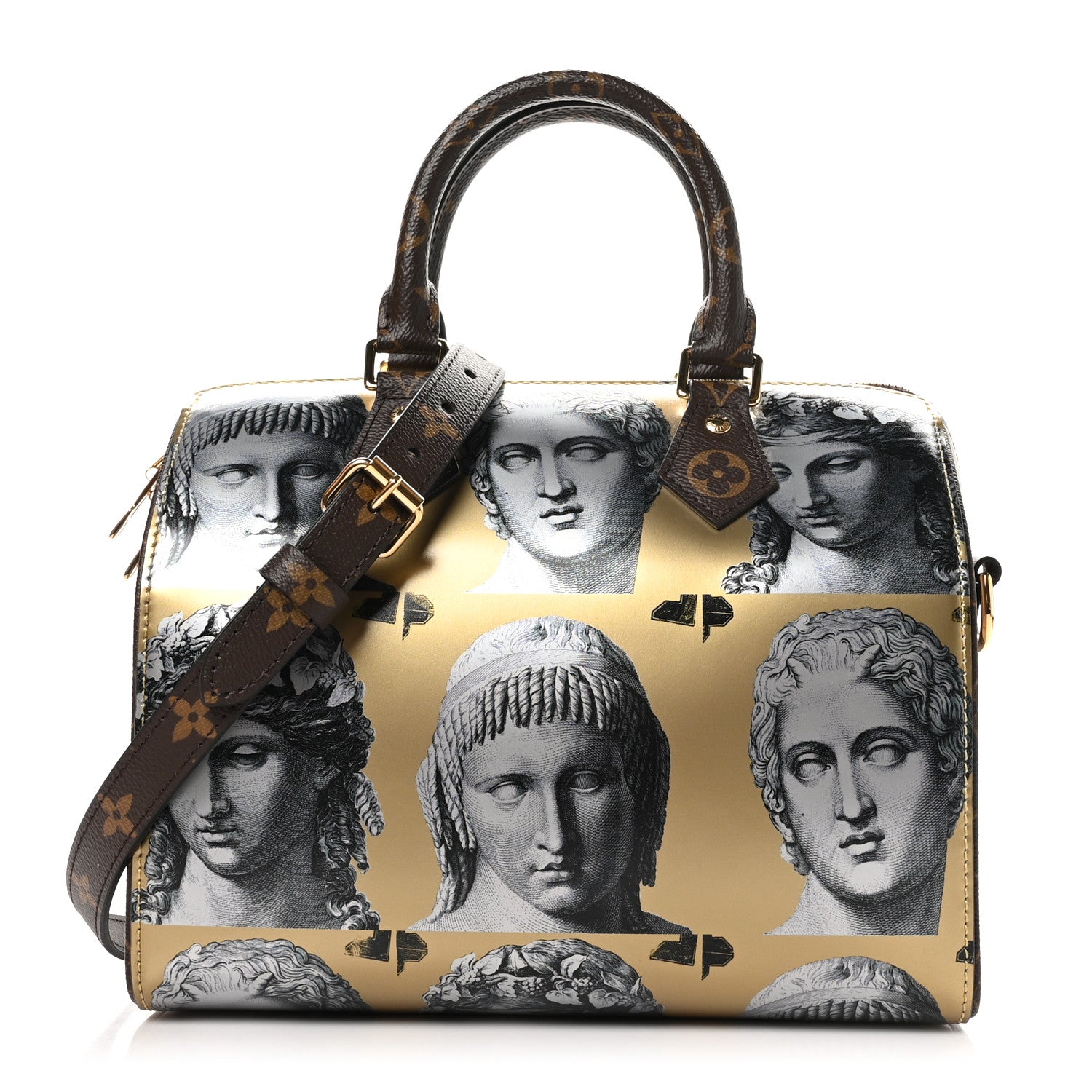 Louis Vuitton X FORNASETTI Calfskin Fornasetti Speedy Bandouliere 25 Gold 1 of 10