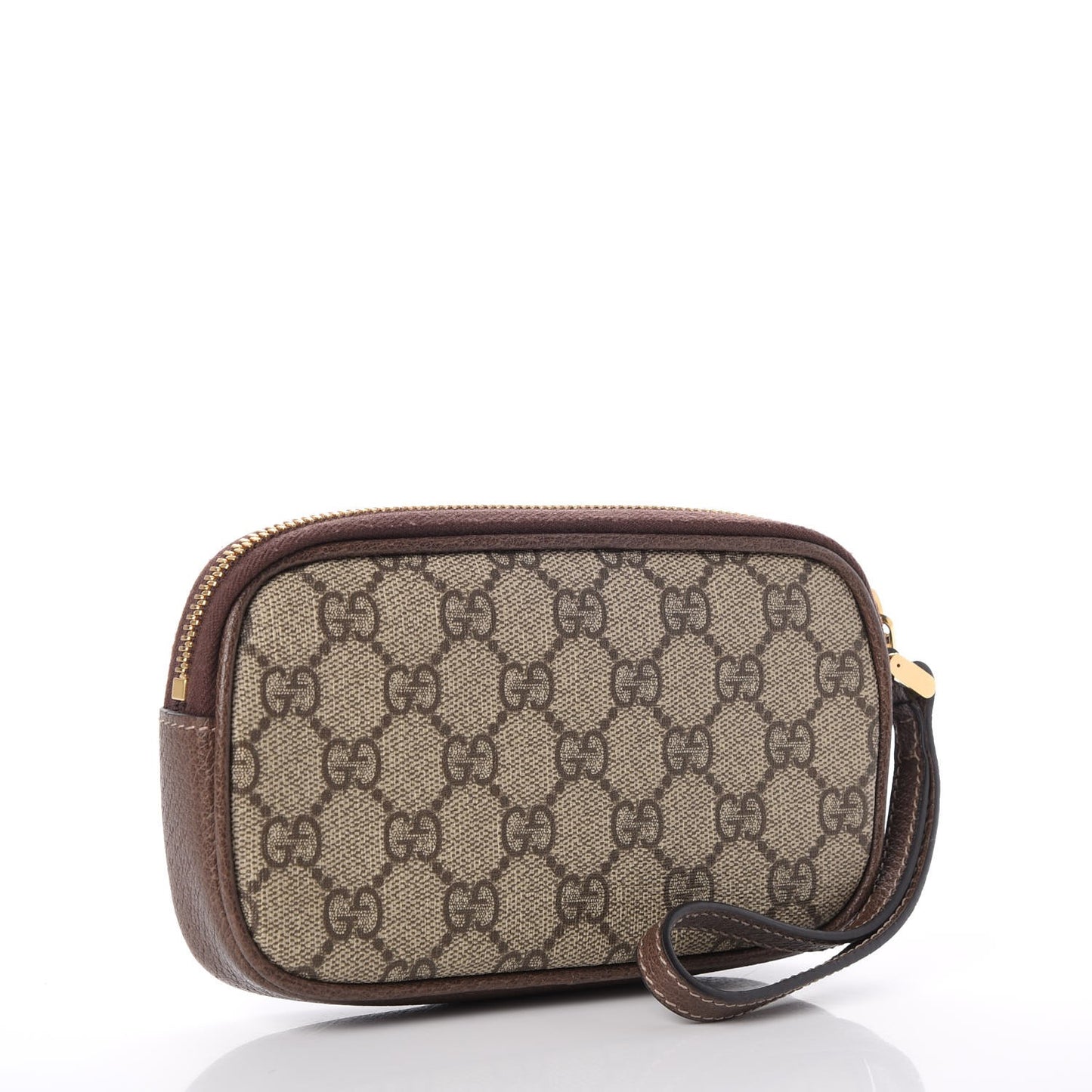 GG Supreme Monogram Ophidia Phone Case Wristlet Brown