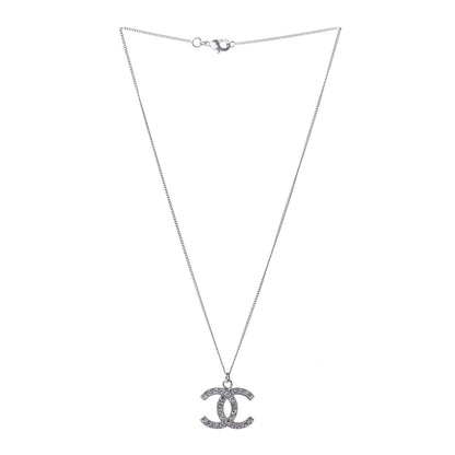 Chanel Baguette Crystal CC Necklace Silver 3 of 5