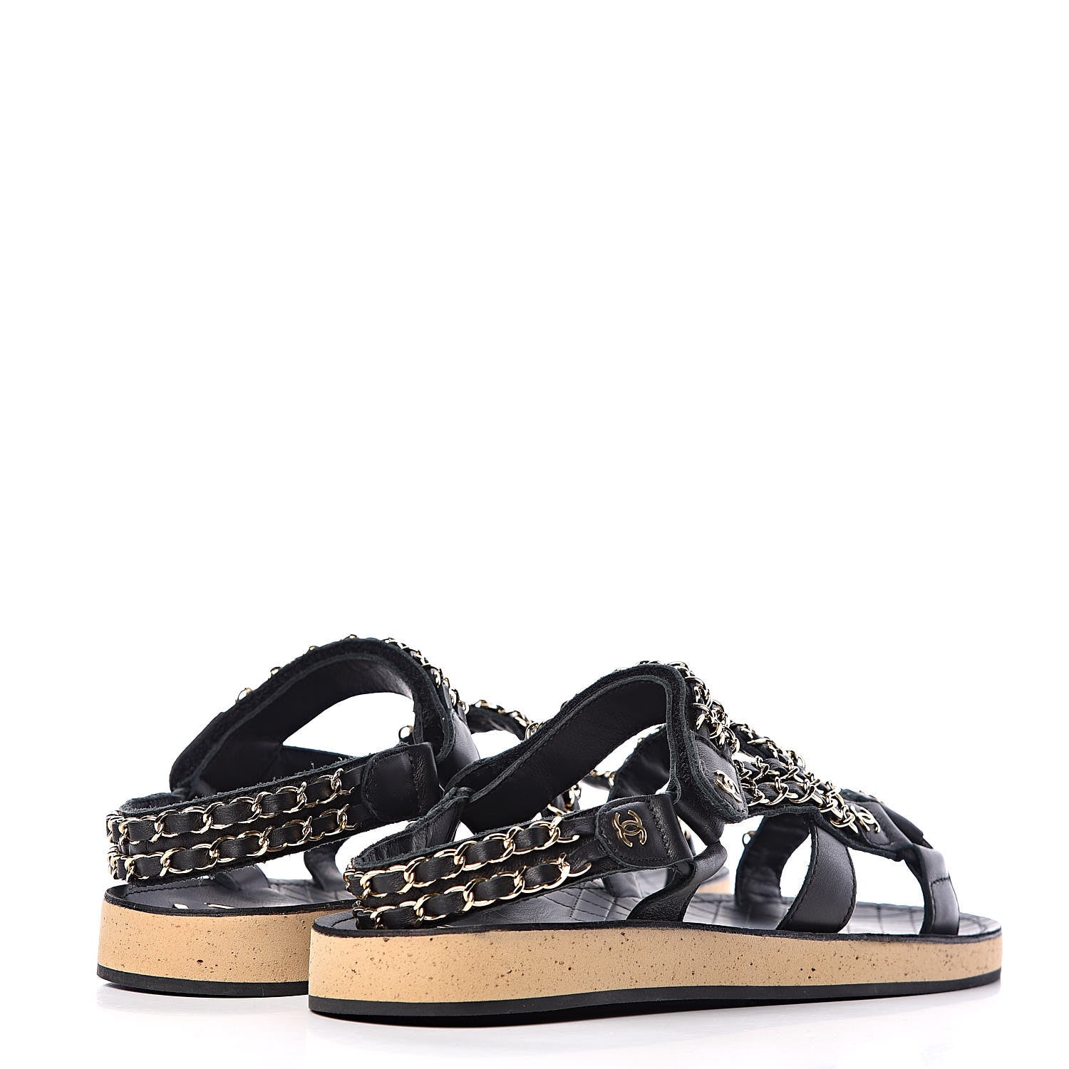 Chanel Calfskin Chain Flat Sandals 41 Black 4 of 8
