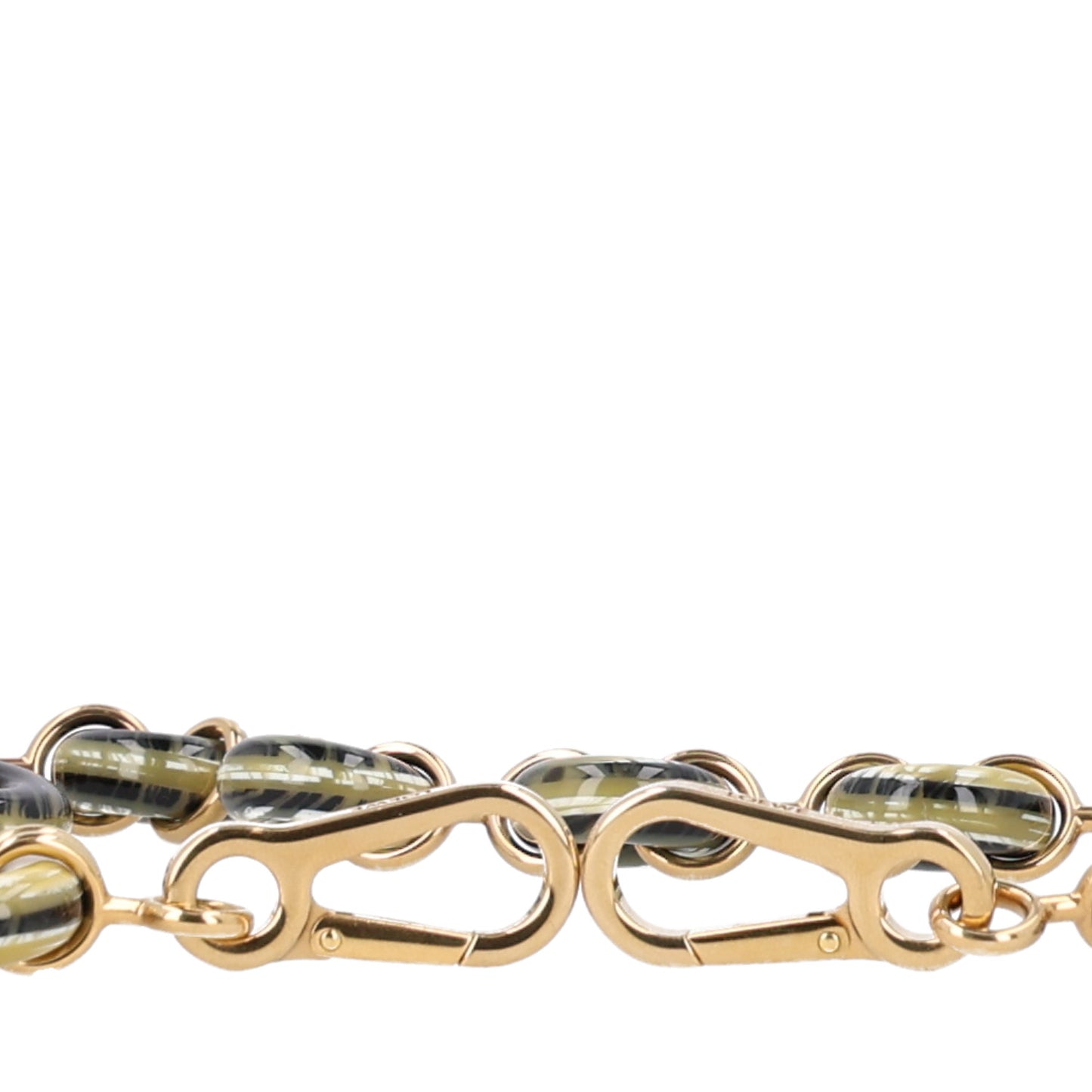 Brass Acetate Donut Chain Shoulder Strap Black Beige