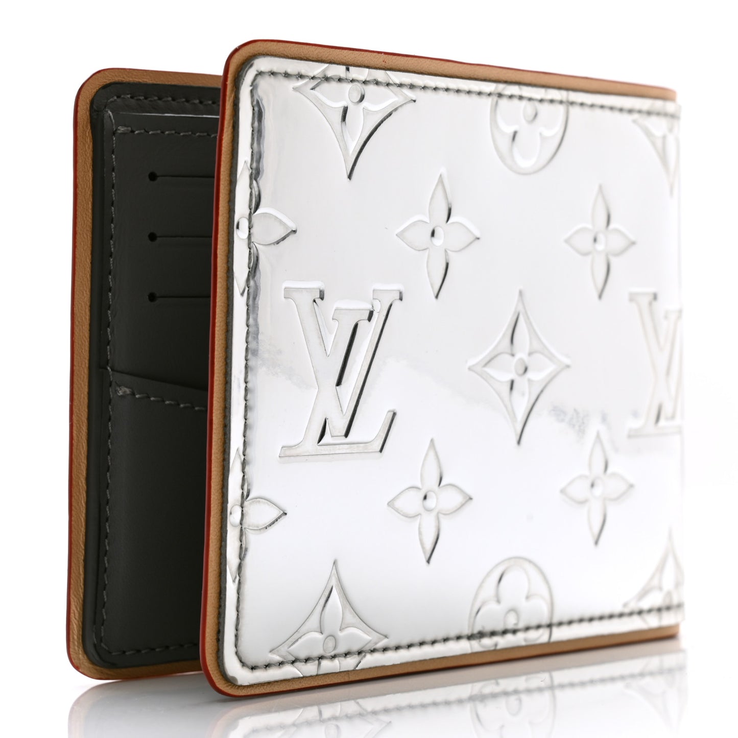 Monogram Mirror Slender Wallet Silver