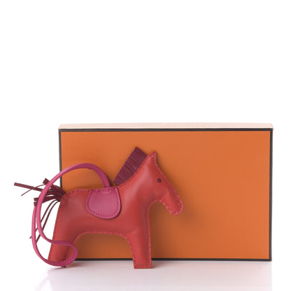 Hermes Milo Lambskin Grigri Rodeo Horse Bag Charm MM Rose Jaipur Shocking Rouge H Mexico 4 of 4