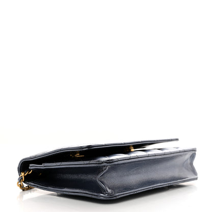 Chanel Metallic Lambskin Wallet On Chain WOC Dark Blue 2 of 11