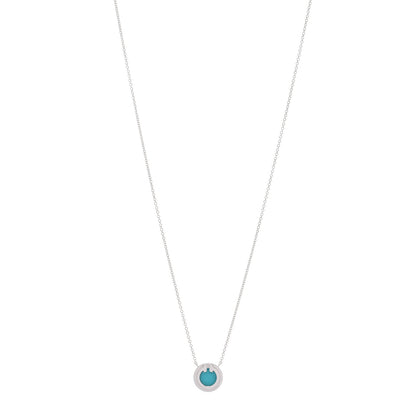 Tiffany 18K White Gold Turquoise T Circle Pendant Necklace 1 of 5