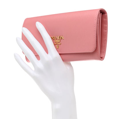 Prada Vitello Move Bi-Color Continental Flap Travel Wallet Petalo Peonia 3 of 12