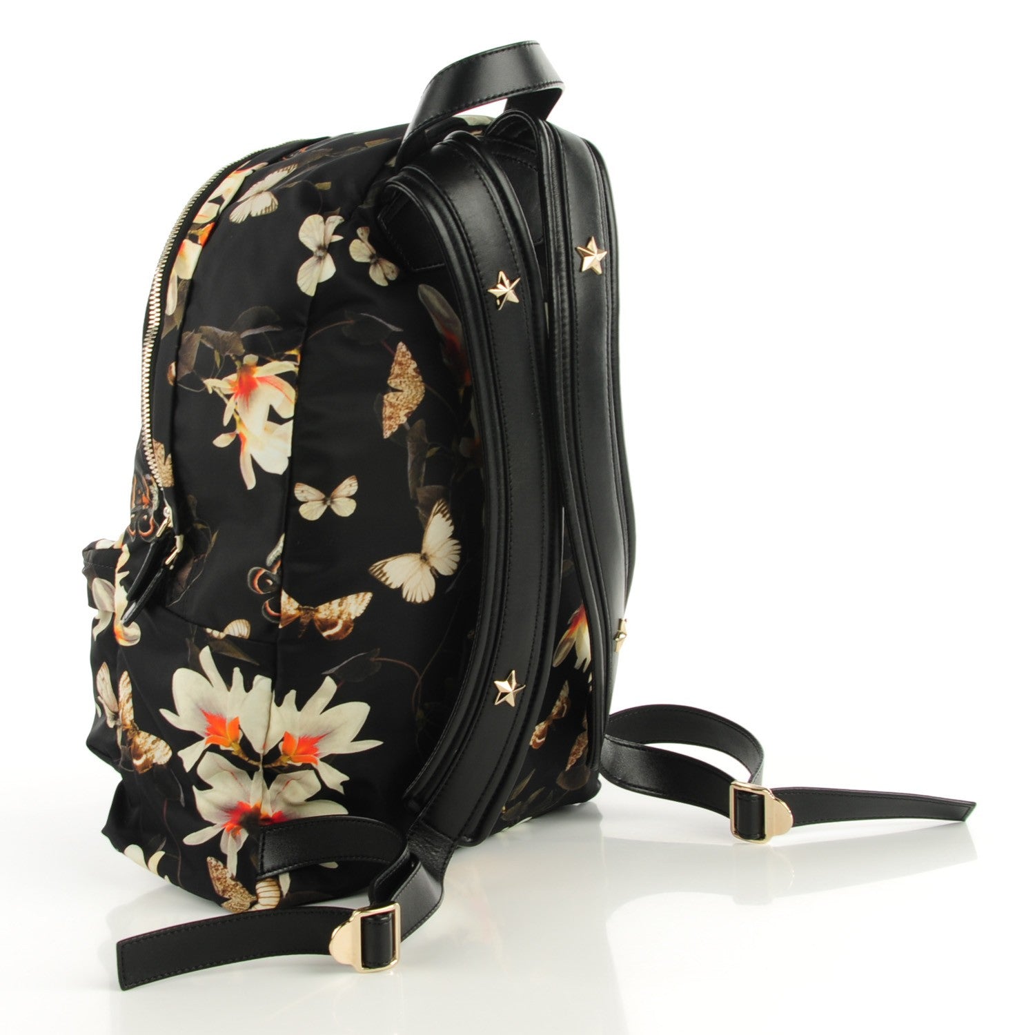 Givenchy Nylon Calfskin Magnolia and Moth Print Backpack Black 3 of 8