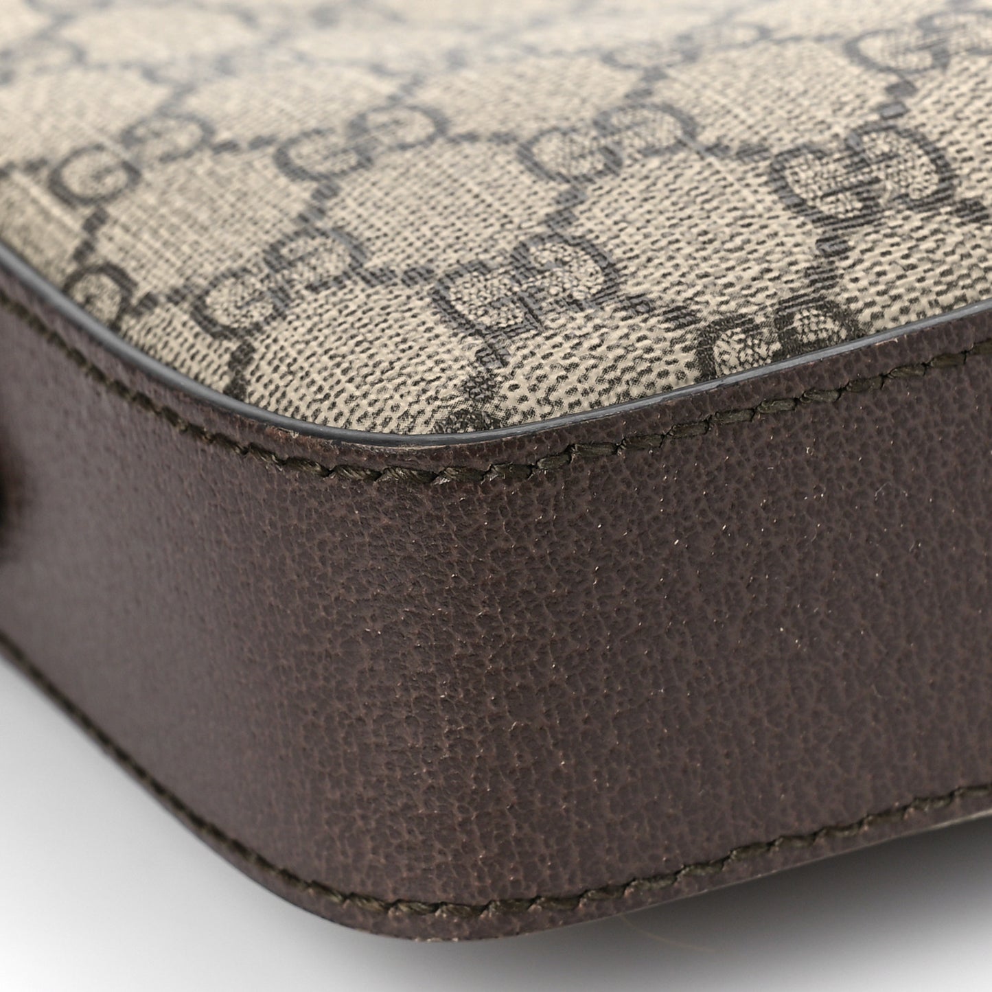GG Supreme Monogram Textured Dollar Calfskin Web Ophidia Wristlet Shoulder Bag Beige Ebony New Acero
