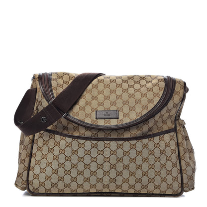 Gucci Monogram Natural Pigskin Large Diaper Bag Beige Ebony Cocoa Dark Chocolate 1 of 12