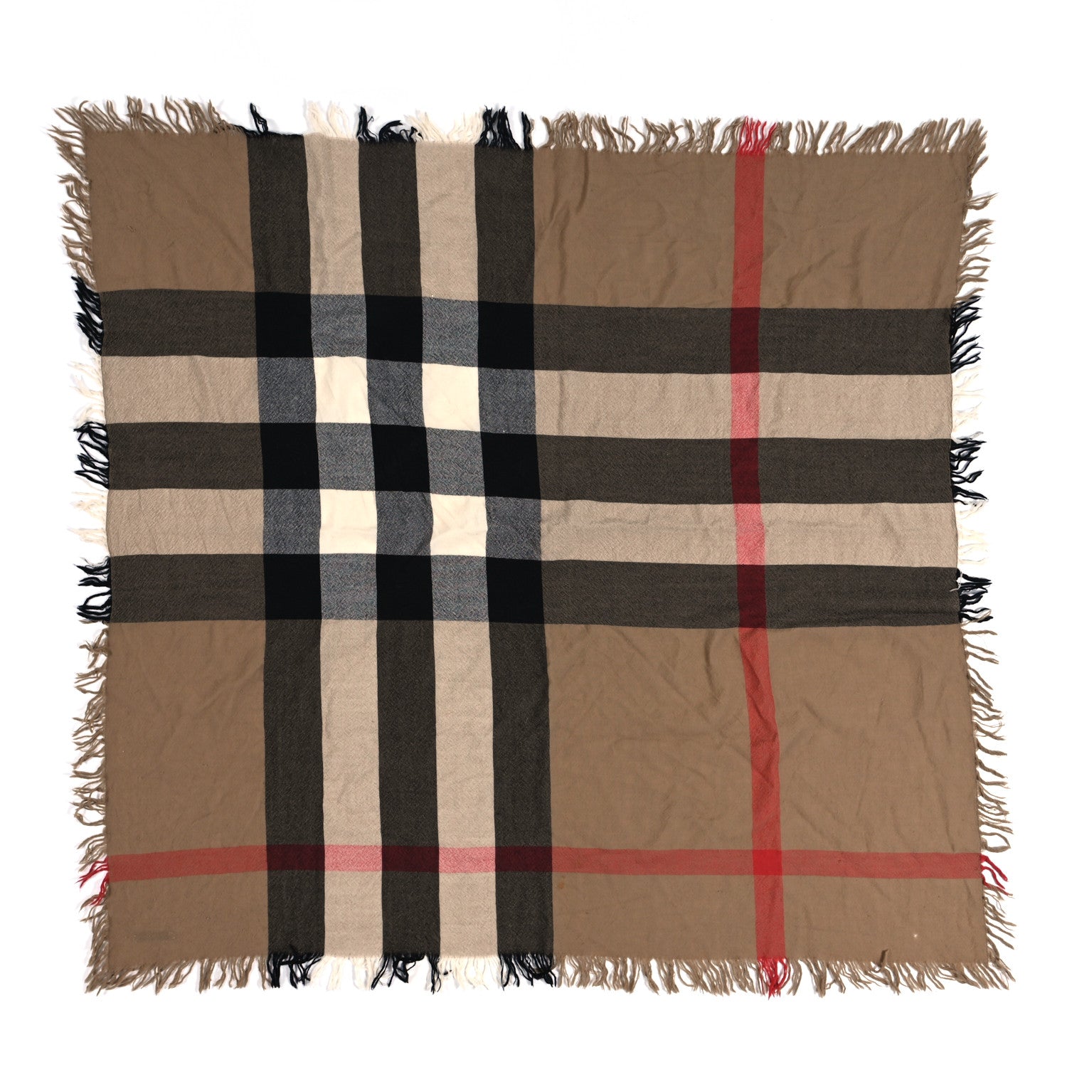 Burberry Merino Wool House Check Square Scarf Brown 1 of 5