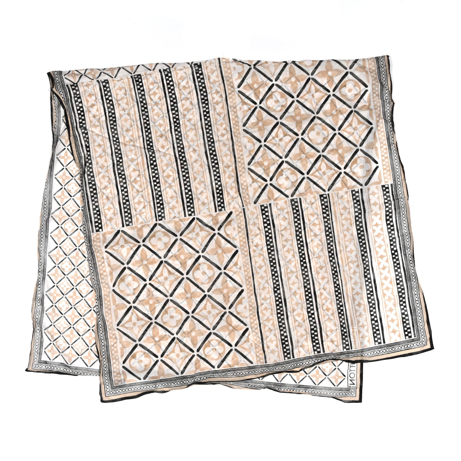 Louis Vuitton Cotton Monogram Tile Scarf Beige 2 of 4
