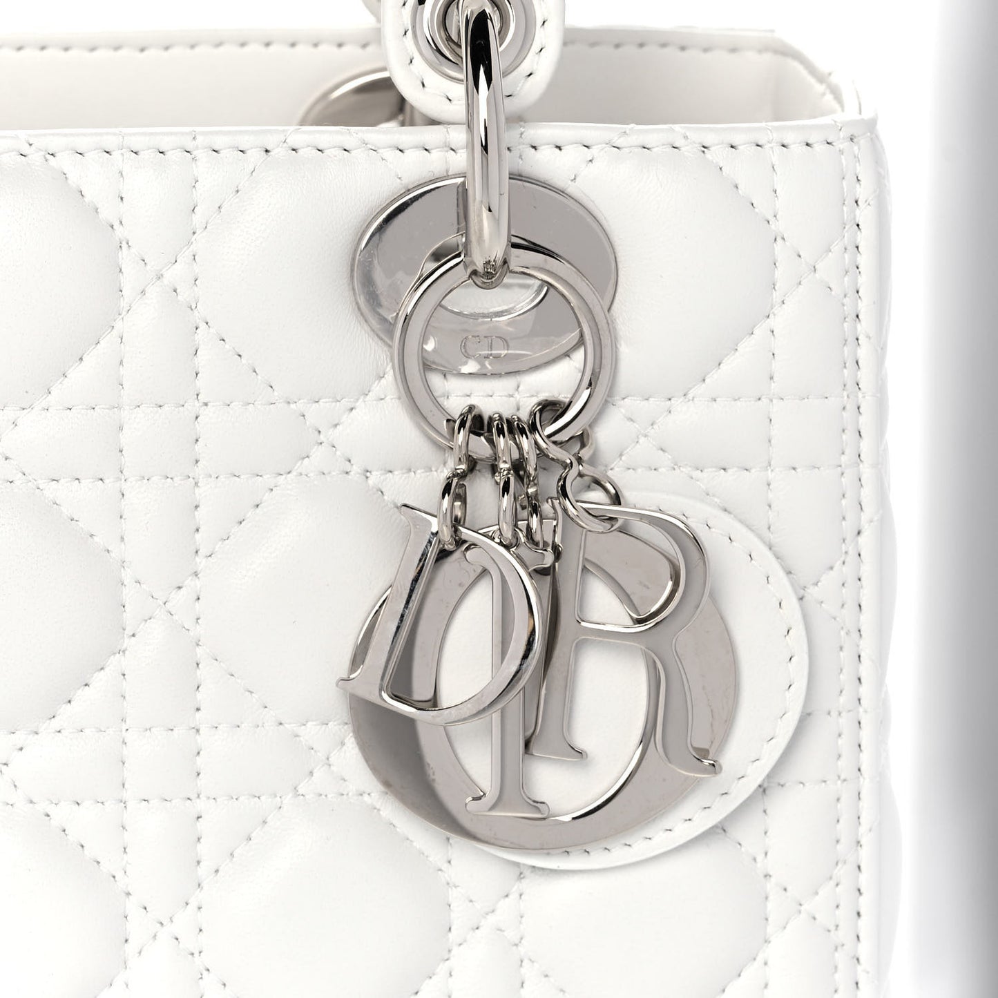 Lambskin Cannage Medium Lady Dior White