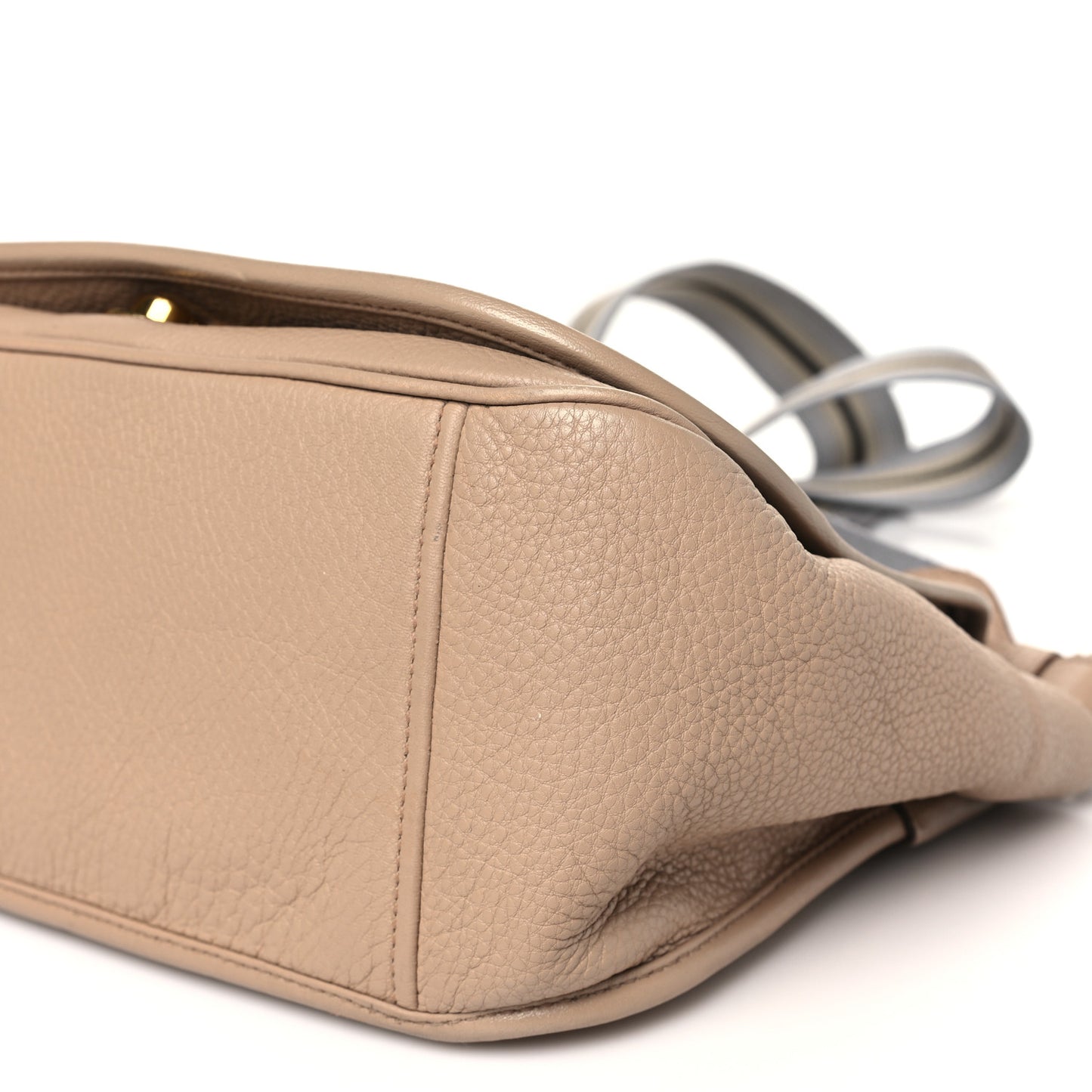 Vitello Daino Embossed Logo Flap Shoulder Bag Sesamo