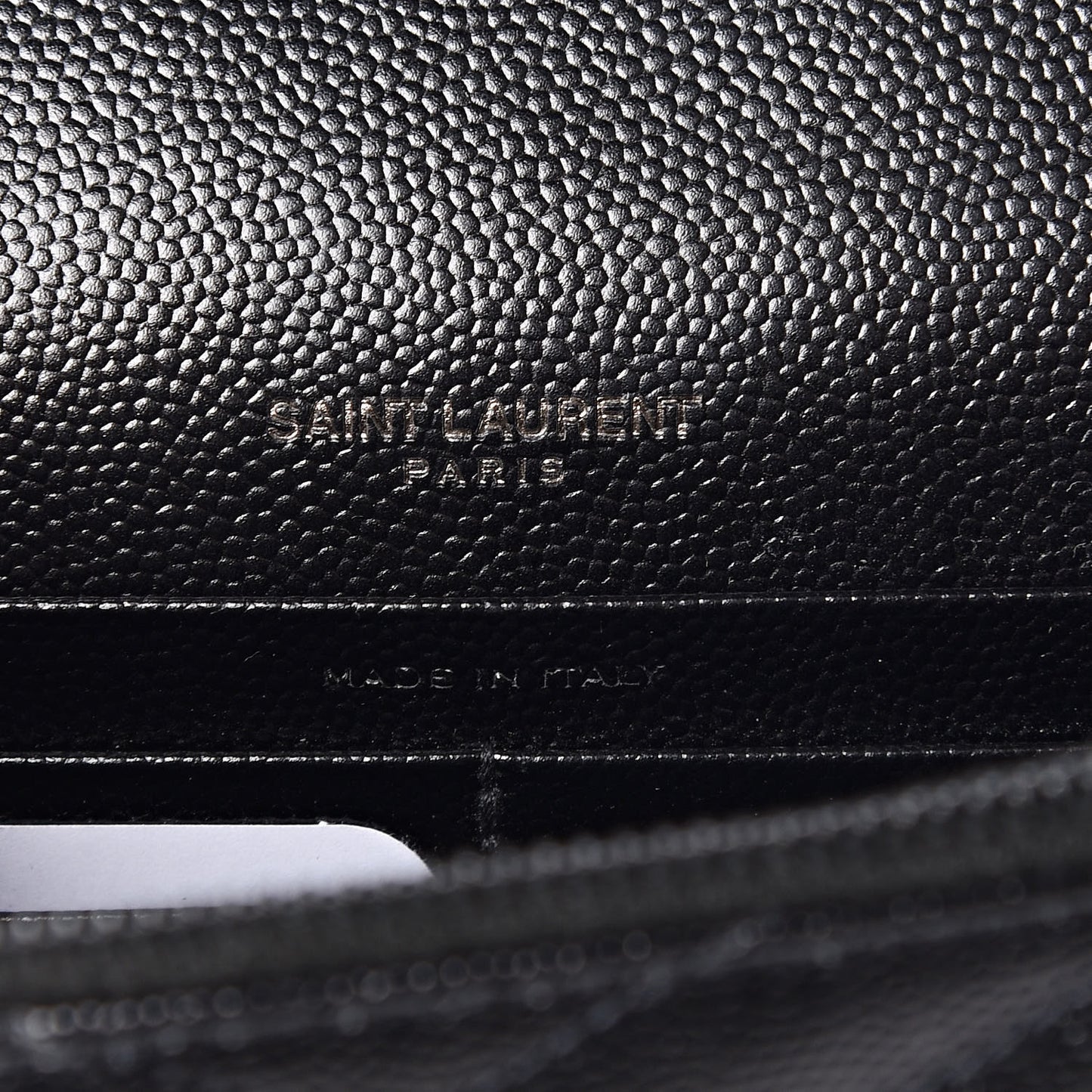 Grain De Poudre Matelasse Chevron Monogram Envelope Chain Wallet Black