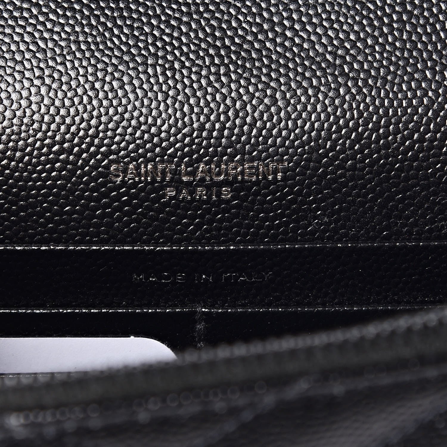 Saint Laurent Grain De Poudre Matelasse Chevron Monogram Envelope Chain Wallet Black 6 of 11