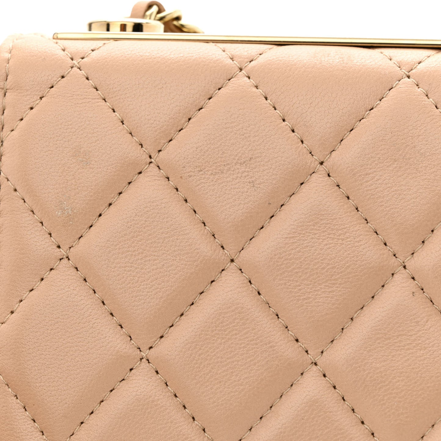 Lambskin Quilted Trendy CC Wallet On Chain WOC Beige