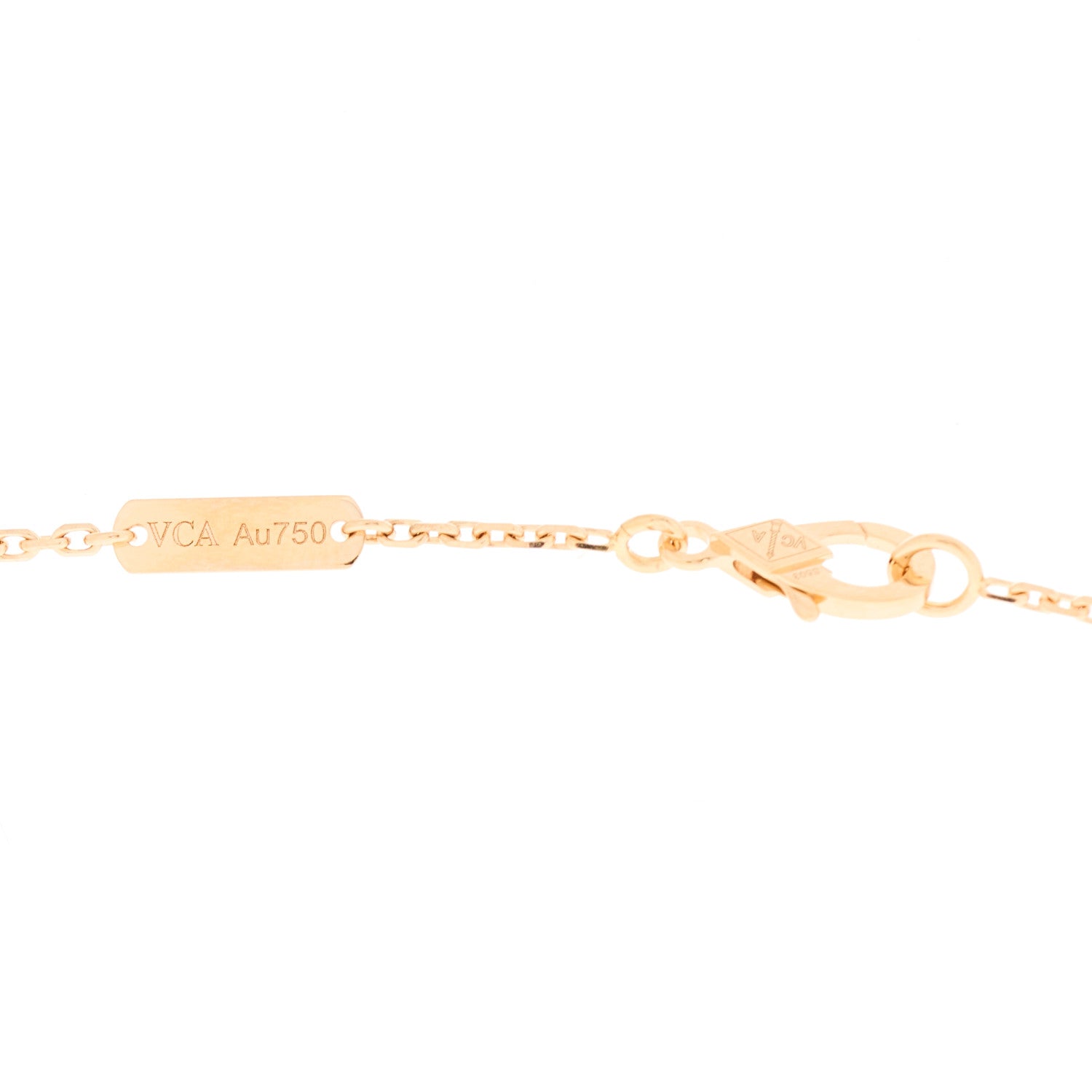 Van Cleef & Arpels 18K Rose Gold Diamond Pink Mother of Pearl Vintage Alhambra Pendant Necklace 5 of 6