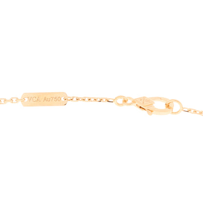 Van Cleef & Arpels 18K Rose Gold Diamond Pink Mother of Pearl Vintage Alhambra Pendant Necklace 5 of 6