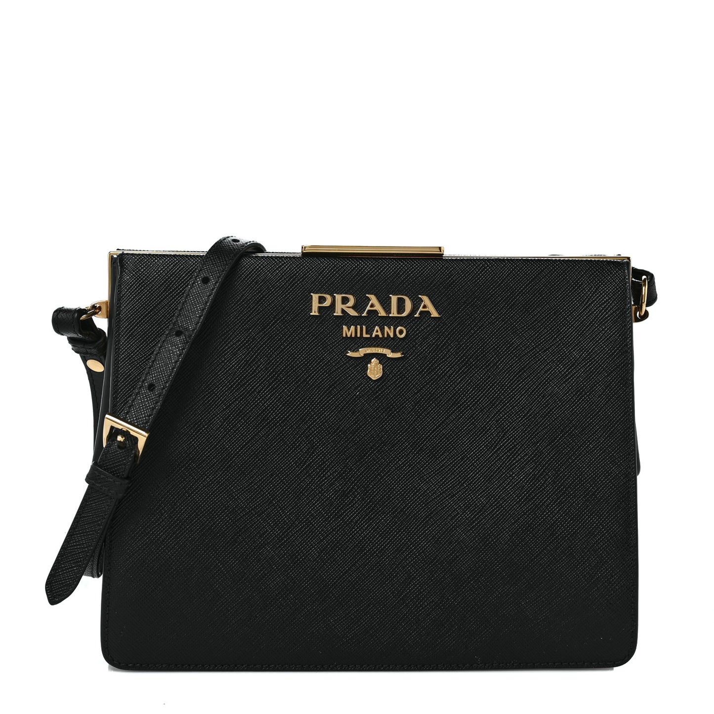 Saffiano City Calfskin Light Frame Bag Black