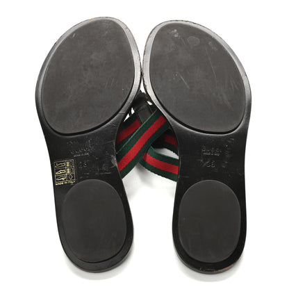 Gucci Nylon Guccissima Web Womens Thong Sandals 38 Green Red Cocoa 5 of 7