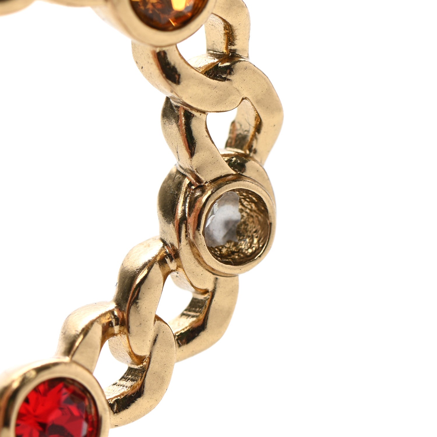 Chanel Pearl Crystal Chain CC No 5 Drop Earrings Gold Pink Red Orange 5 of 5