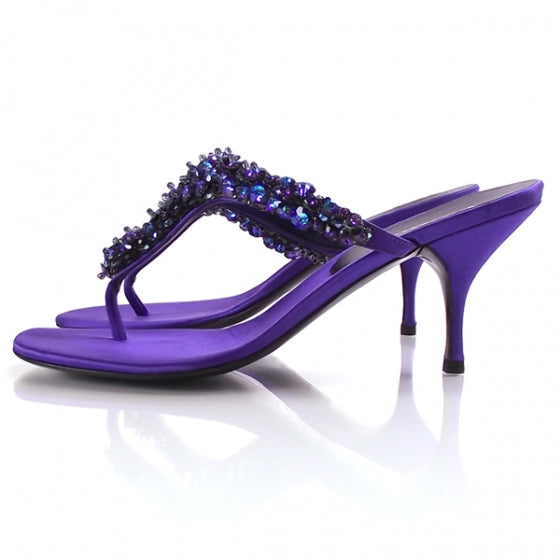 Prada Satin Bejeweled Flower Sandals 38 2 of 2
