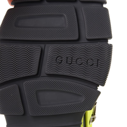 Gucci X SEGA Mesh Technical Canvas Calfskin Reflective Mens Flashtrek Sneakers 7.5 Neon Yellow Lotus 7 of 7