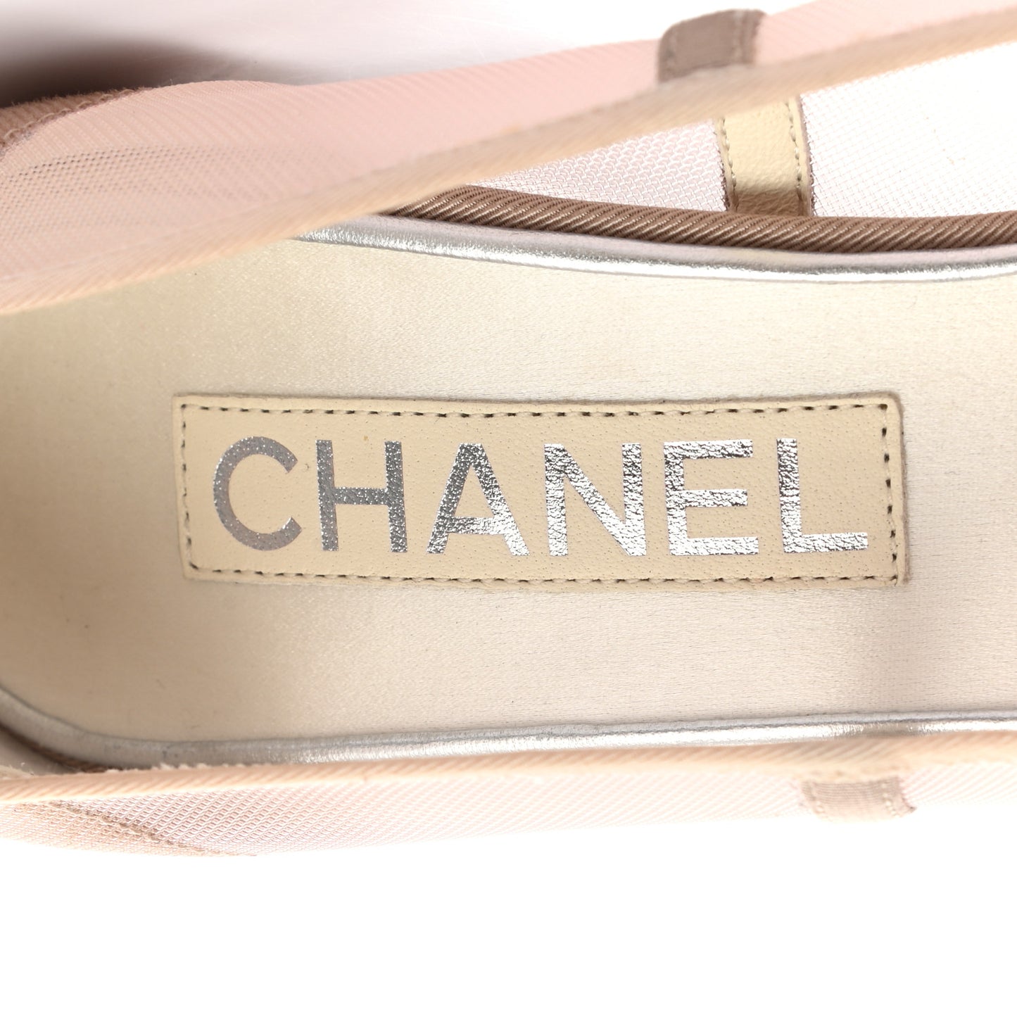 Mesh Grosgrain Camellia Pumps 39 Pink Beige