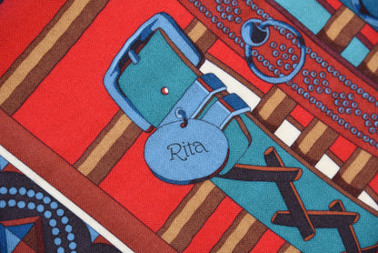 Hermes Cashmere Silk Colliers de Chiens Shawl 140 Rouge Petrole Canard 8 of 12