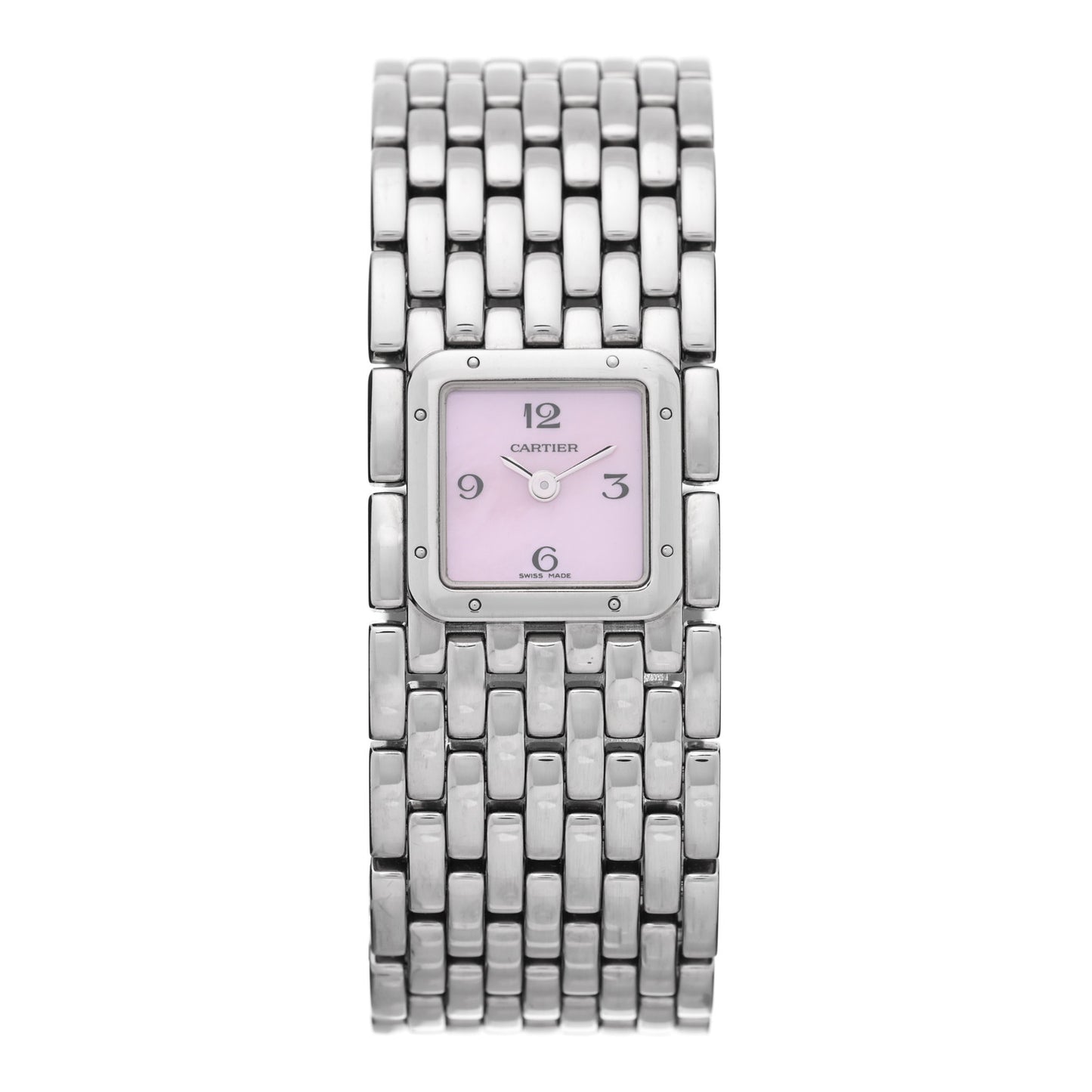 Stainless Steel Pink Mother of Pearl 21mm Panthere Ruban Quartz Watch