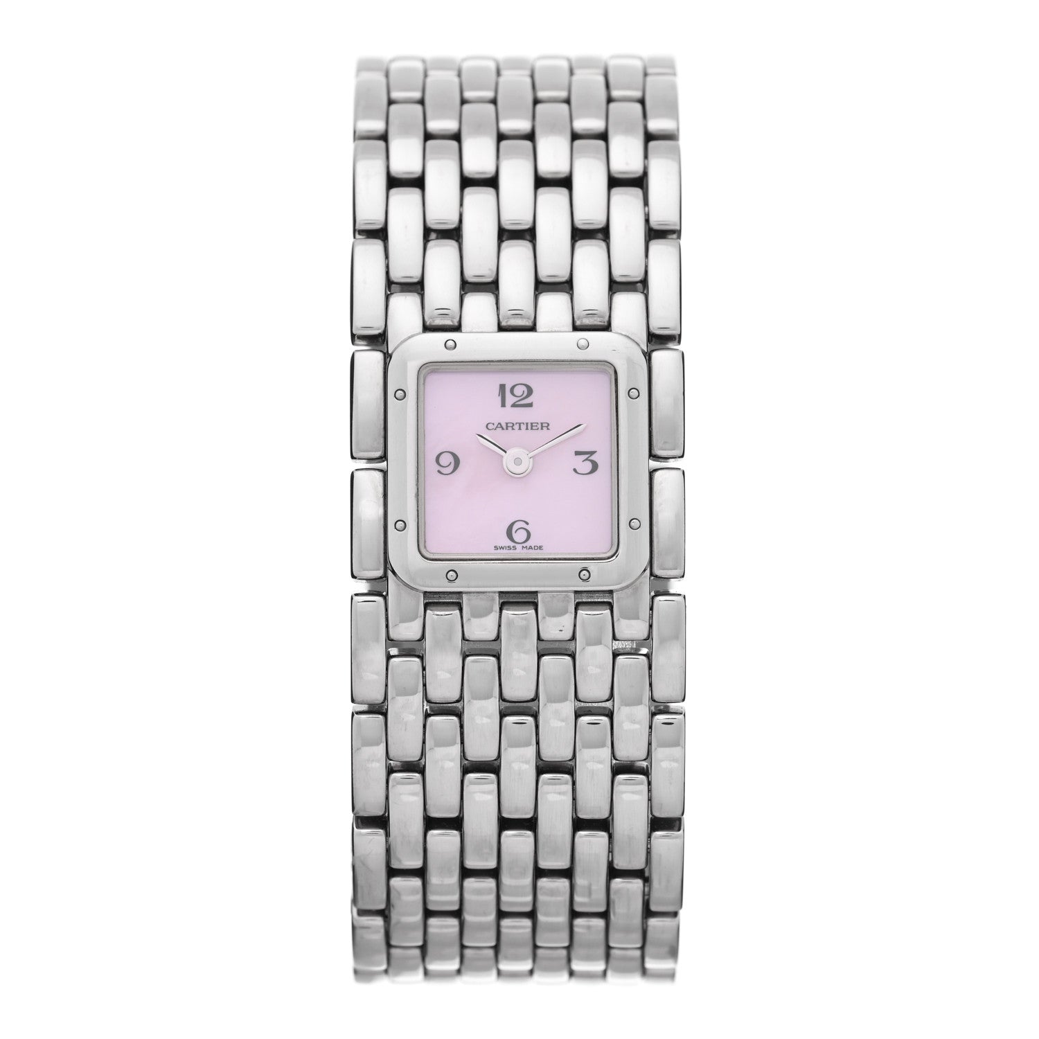 Cartier Stainless Steel Pink Mother of Pearl 21mm Panthere Ruban Quartz Watch 1 of 5