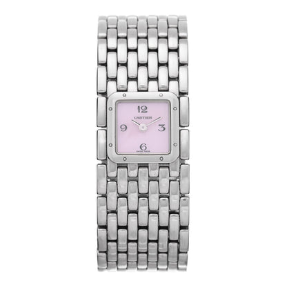 Cartier Stainless Steel Pink Mother of Pearl 21mm Panthere Ruban Quartz Watch 1 of 5