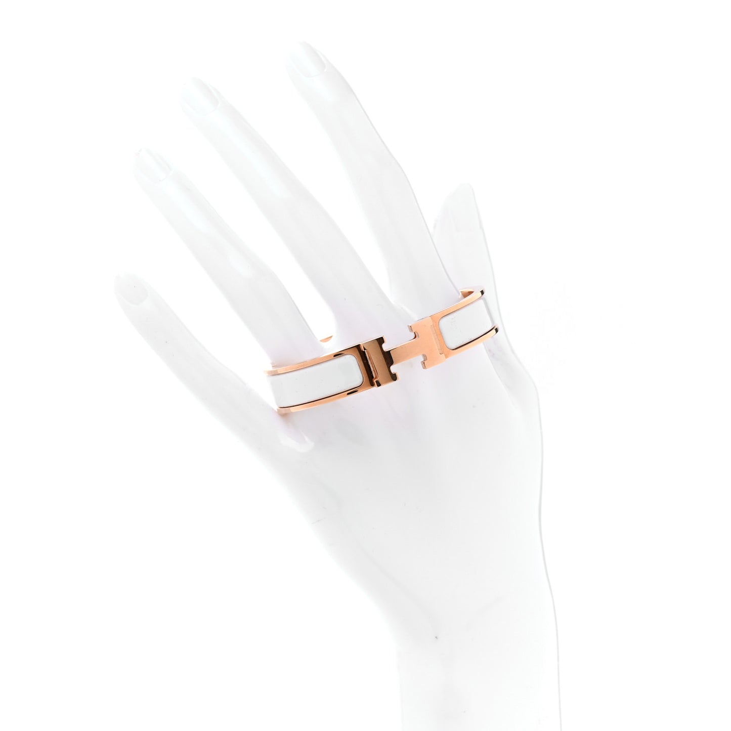 Enamel Narrow Clic Clac H Bracelet PM White