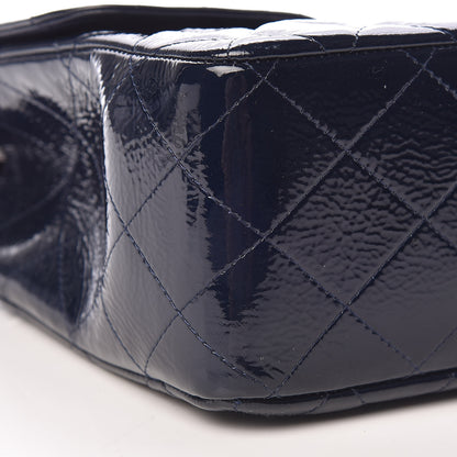Chanel Distressed Patent Quilted Jumbo Single Flap Navy 9 of 15
