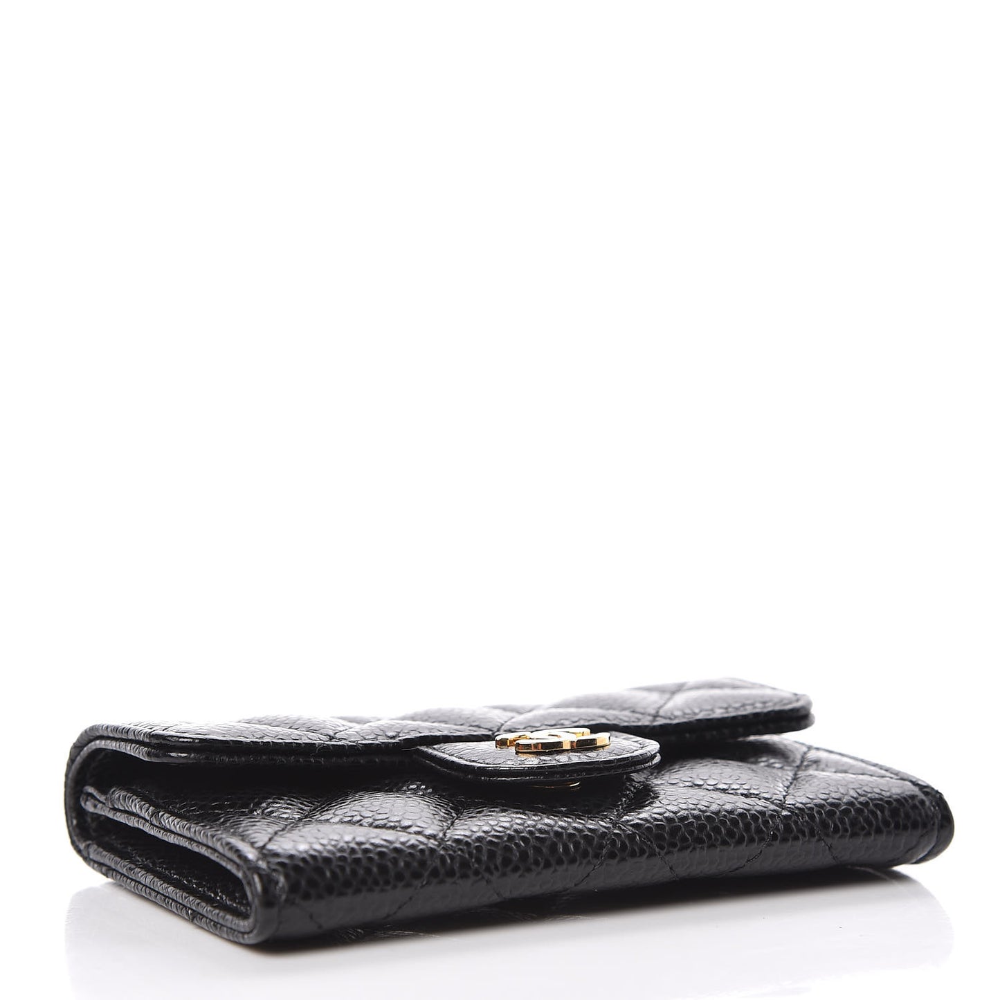 Caviar Quilted Flap Card Holder Black