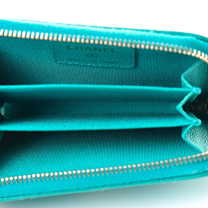 Chanel Caviar Quilted Zip Coin Purse Dark Turquoise 5 of 8